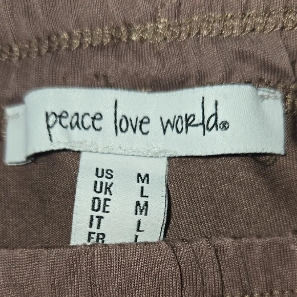 Peace Love World M BOHO Espresso & Red RUFFLE Flare Pants UNIQUE FESTIVE So Soft - Picture 15 of 16